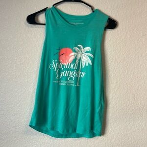 Spiritual gangster tank sleeveless tee. “Where focus goes energy flows” size sm